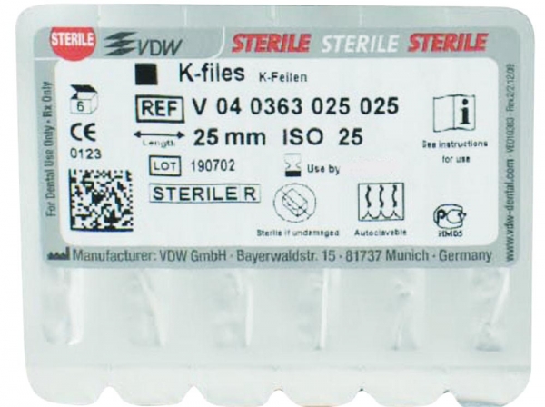 K-files 63/ 25 25mm sterile 6 buc.
