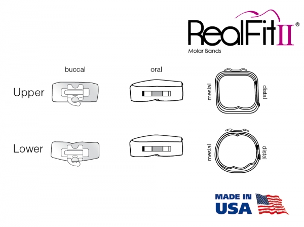 RealFit™ II snap - Kit introductoriu, Arcada inf., tubusoare duble+tub Lip Bumper (dinti 46, 36) MBT* .018"